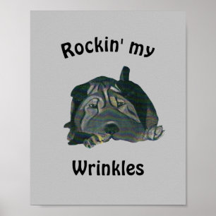 Graues "Rockin 'My Wrinkles Black Sharpei Poster" Poster
