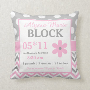 Graues rosa Blumen-Baby-Mitteilungs-Kissen Kissen