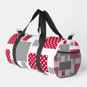 Graues rotes Polka-Dot-Patchwork auf weißem Hinter Duffle Bag