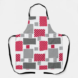 Graues rotes Polka-Dot-Patchwork auf weißem Hinter Schürze