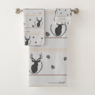 Graues Rotwild-Muster Badhandtuch Set