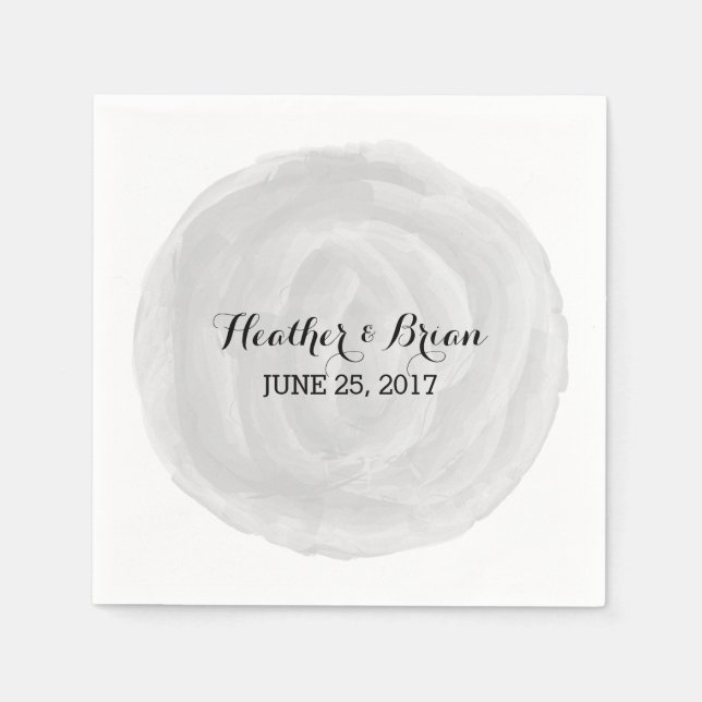 Graues runde Aquarellpapier Napkins Serviette (Vorderseite)