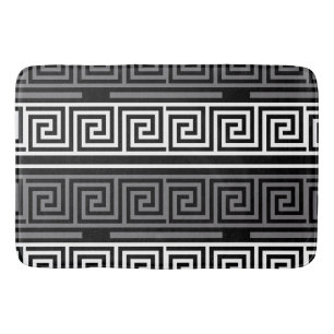 Graues Schwarz-Griechisch-Schlüsselmuster-Design Badematte
