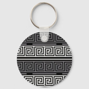 Graues Schwarz-Griechisch-Schlüsselmuster-Design Schlüsselanhänger
