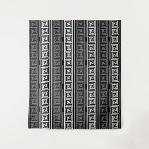Graues Schwarz-Griechisch-Schlüsselmuster-Design Wandteppich