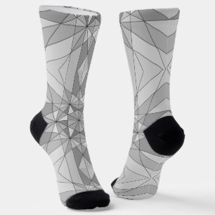 Graues Schwarz-weißes Mosaikdreieck-Retromuster Socken