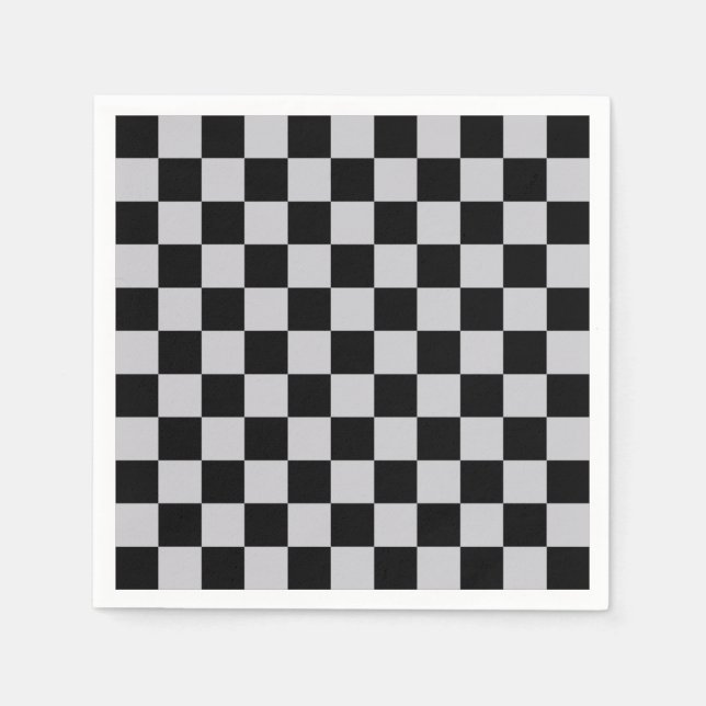 Graues Schwarzes Karo Muster Serviette (Vorderseite)