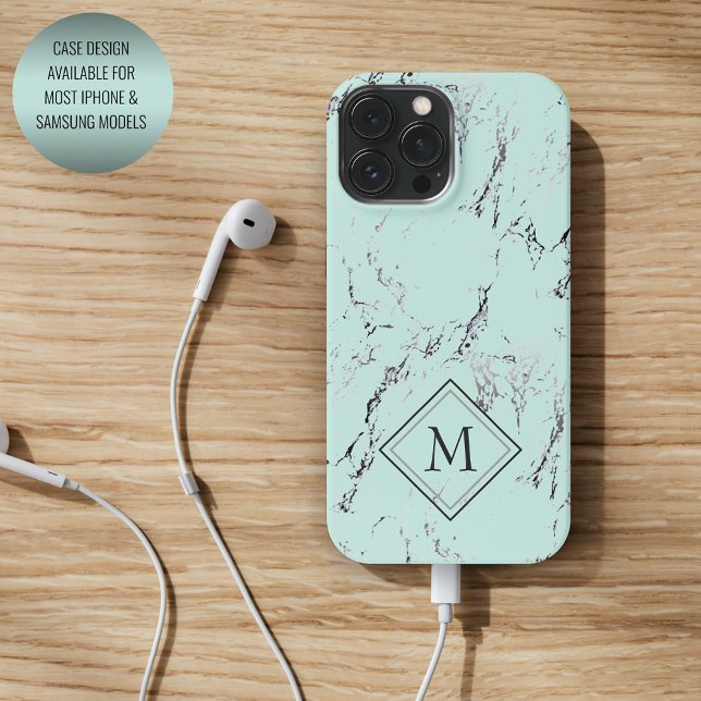 Graues schwarzes Marmormuster auf Minzgrün Case-Mate iPhone Hülle (Von Creator hochgeladen)