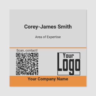 Graues schwarzes Orange QR-Logo Firmenwissen Namensschild
