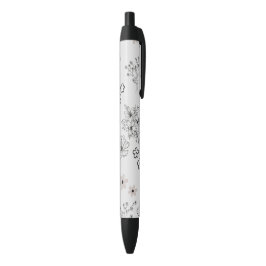 Graues Schwarzes Retro Y2K Hippie Blume Muster Kugelschreiber