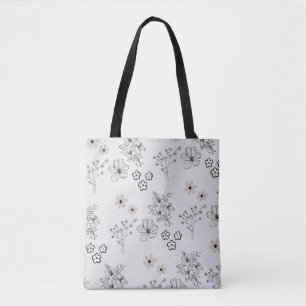 Graues Schwarzes Retro Y2K Hippie Blume Muster Tasche