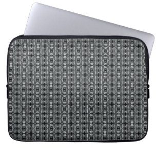 Graues schwarzes Zirkelmuster Silber Laptopschutzhülle