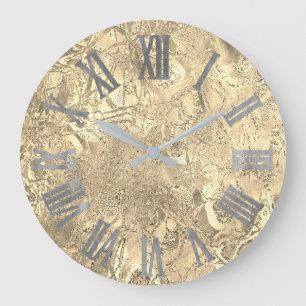 Graues silbernes Champaigne Goldmetallische Große Wanduhr