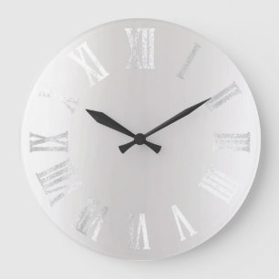 Graues silbernes Grau-Schwarz-Metallminimale Große Wanduhr