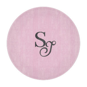 Graues Skript Anfangsmonogramm rosa Schneidebrett