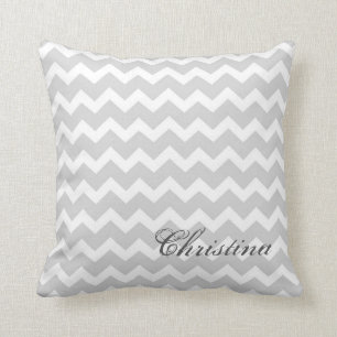 Graues Sparren-Muster-Monogramm-Kissen Kissen