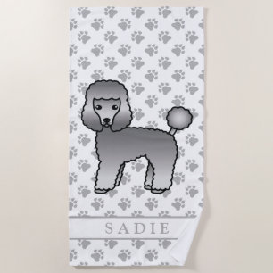 Graues Spielzeug Poodle Niedlicher Cartoon Dog & N Strandtuch