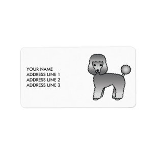 Graues Spielzeug Poodle Niedlicher Cartoon Dog & T Adressaufkleber
