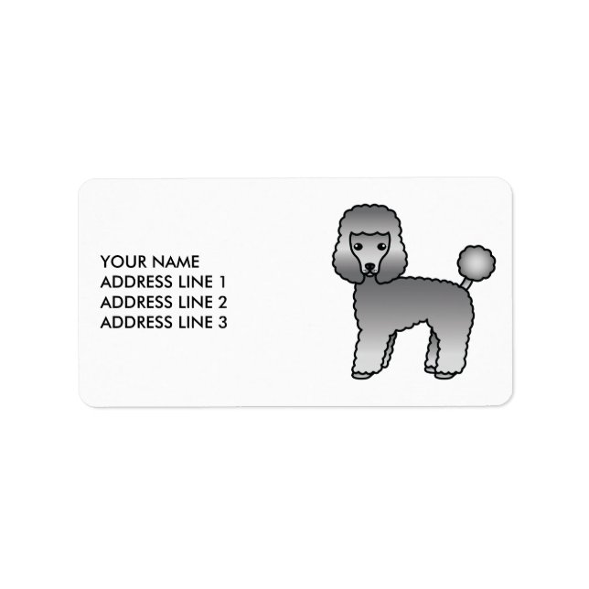 Graues Spielzeug Poodle Niedlicher Cartoon Dog & T Adressaufkleber (Vorne)