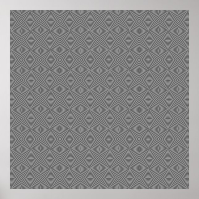 Graues Spiraldesign. Spaß, modernes Muster. Poster (Vorne)