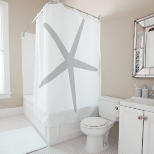 Graues Sternenmuster Weiß Elegante, benutzerdefini Duschvorhang