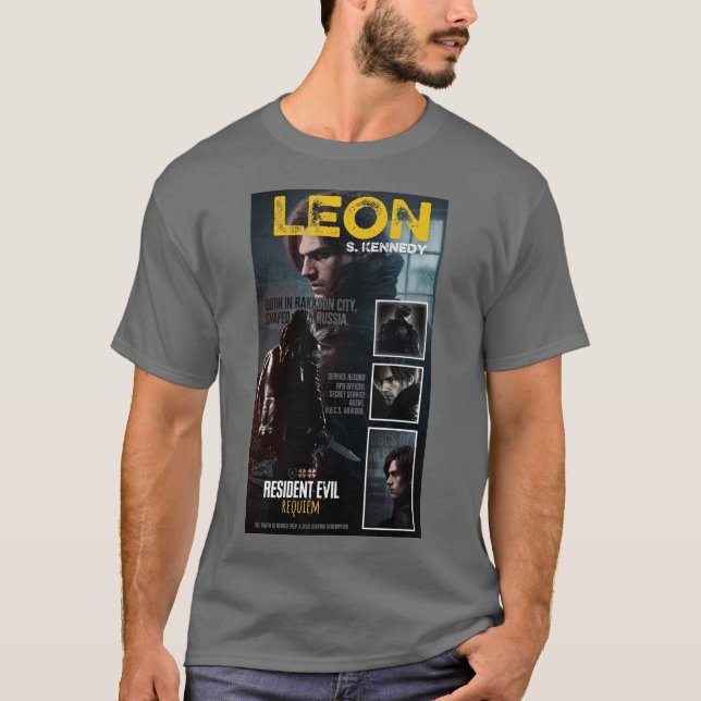 Graues T-Shirt mit halbem Ärmel mit Resident Evil  (Vorderseite)