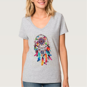 Graues T-Shirt mit halben Ärmeln und V-Ausschnitt
