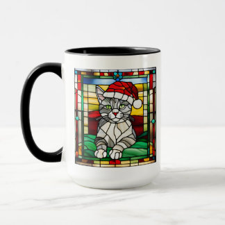 Graues Tabby Weihnachtsglas Tasse