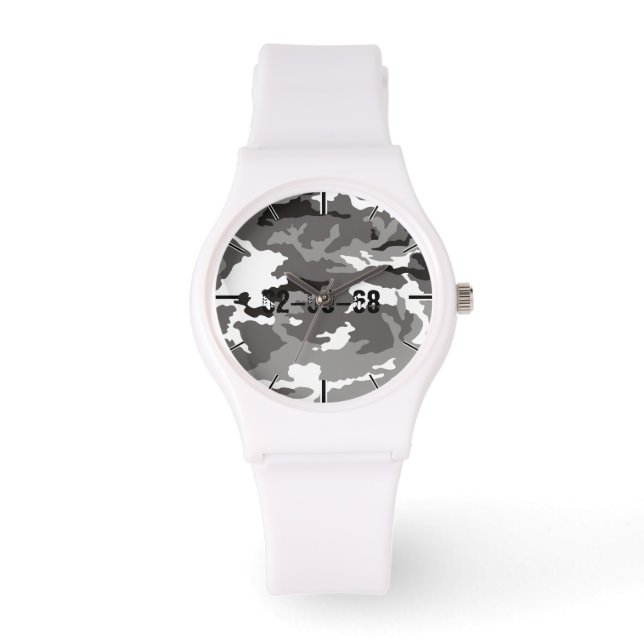 Graues Tarnmuster Armbanduhr (Vorderseite)