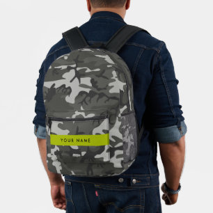 Graues Tarnmuster, Ihr Name, Personalisieren Bedruckter Rucksack