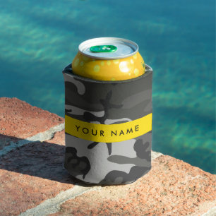 Graues Tarnmuster, Ihr Name, Personalisieren Dosenkühler