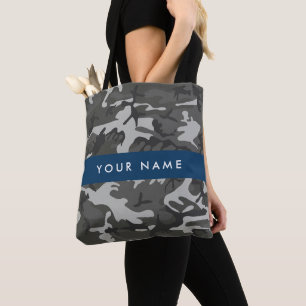 Graues Tarnmuster, Ihr Name, Personalisieren Tasche