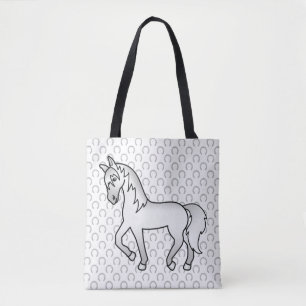 Graues Trabrennpferd Süße Cartoon-Illustration Tasche