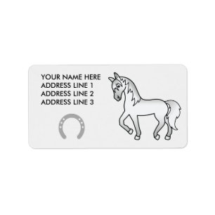 Graues Trotting Cartoon Adressaufkleber