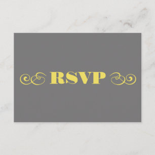 Graues u. gelbes Hochzeit UAWG RSVP Karte
