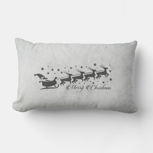 Graues, umkehrbares Weihnachtsdesign Lendenkissen (Vorderseite)