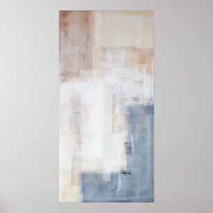 Graues und beige abstraktes Kunst-Malerei-Plakat Poster
