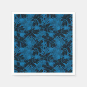 Graues und blaues Blumenmuster. Serviette