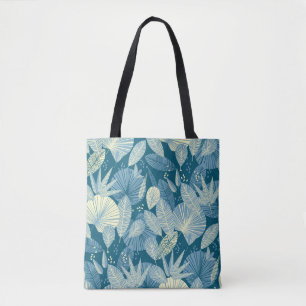 Graues und blaues elegantes tropisches Blattwerk n Tasche