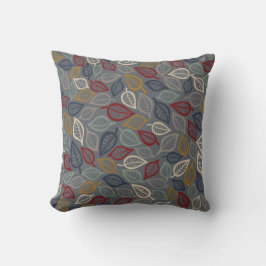 Graues und blaues Leaf dekoratives Kissen