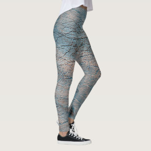 Graues und bräunliches Leder mit Satin-Farbe Leggings