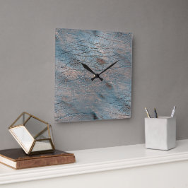 Graues und bräunliches Leder mit Satin-Farbe Quadratische Wanduhr