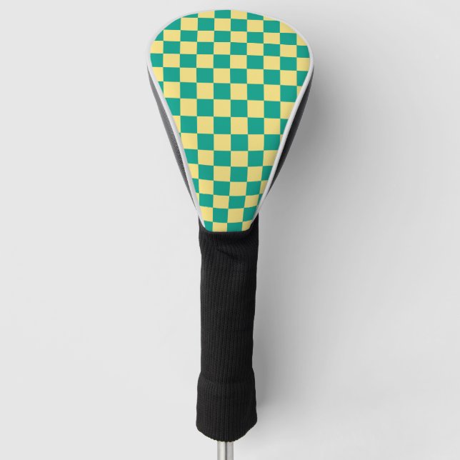 Graues und gelbes kariertes Muster Golf Headcover (Vorderseite)