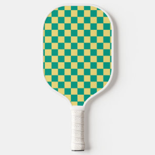 Graues und gelbes kariertes Muster Pickleball Schläger