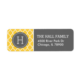 Graues und gelbes Quatrefoil Monogramm