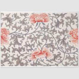 Graues und korallenblumengepresstes Papier