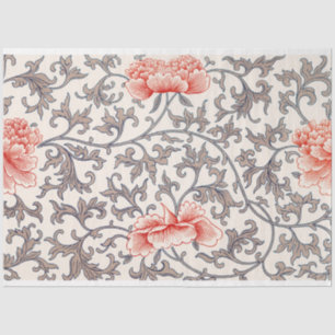 Graues und korallenblumengepresstes Papier