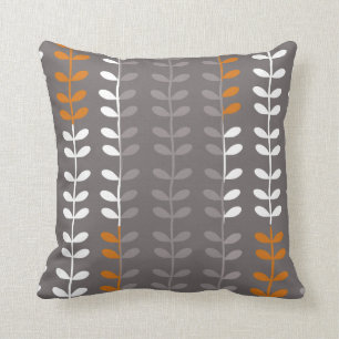 Graues und orange modernes Blatt-Muster-Kissen Kissen