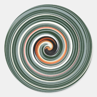 Graues und orangefarbenes Spiralmuster Runder Aufkleber