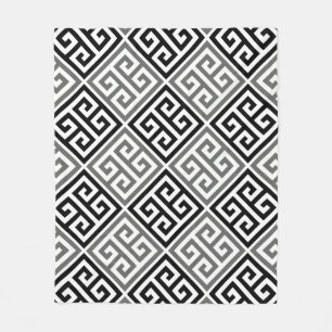 Graues und schwarzes griechisches Schlüsselmotiv Fleecedecke